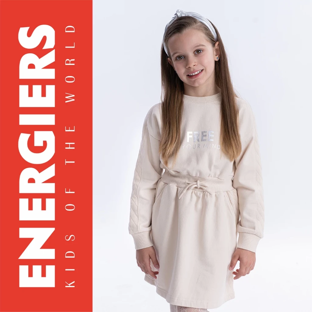 Energiers κορίτσι φόρεμα μακρυμάνικο στάμπα μπεζ 16-126244-7 - 2
