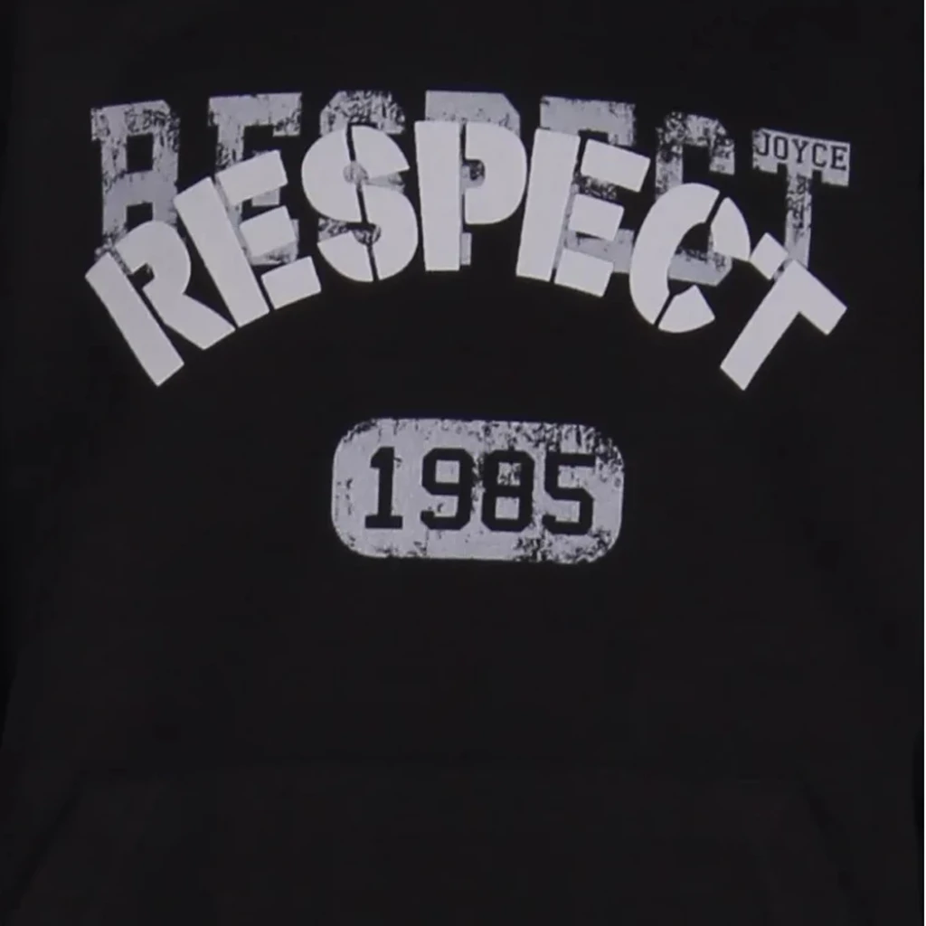 Joyce αγόρι σετ φόρμα κουκούλα στάμπα respect μαύρο γκρι 2664140 - 2