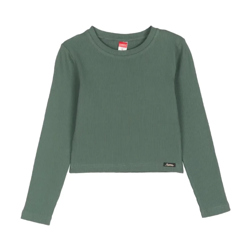 Joyce εφηβική μπλούζα ριμπ crop πράσινο 2463509 - 1