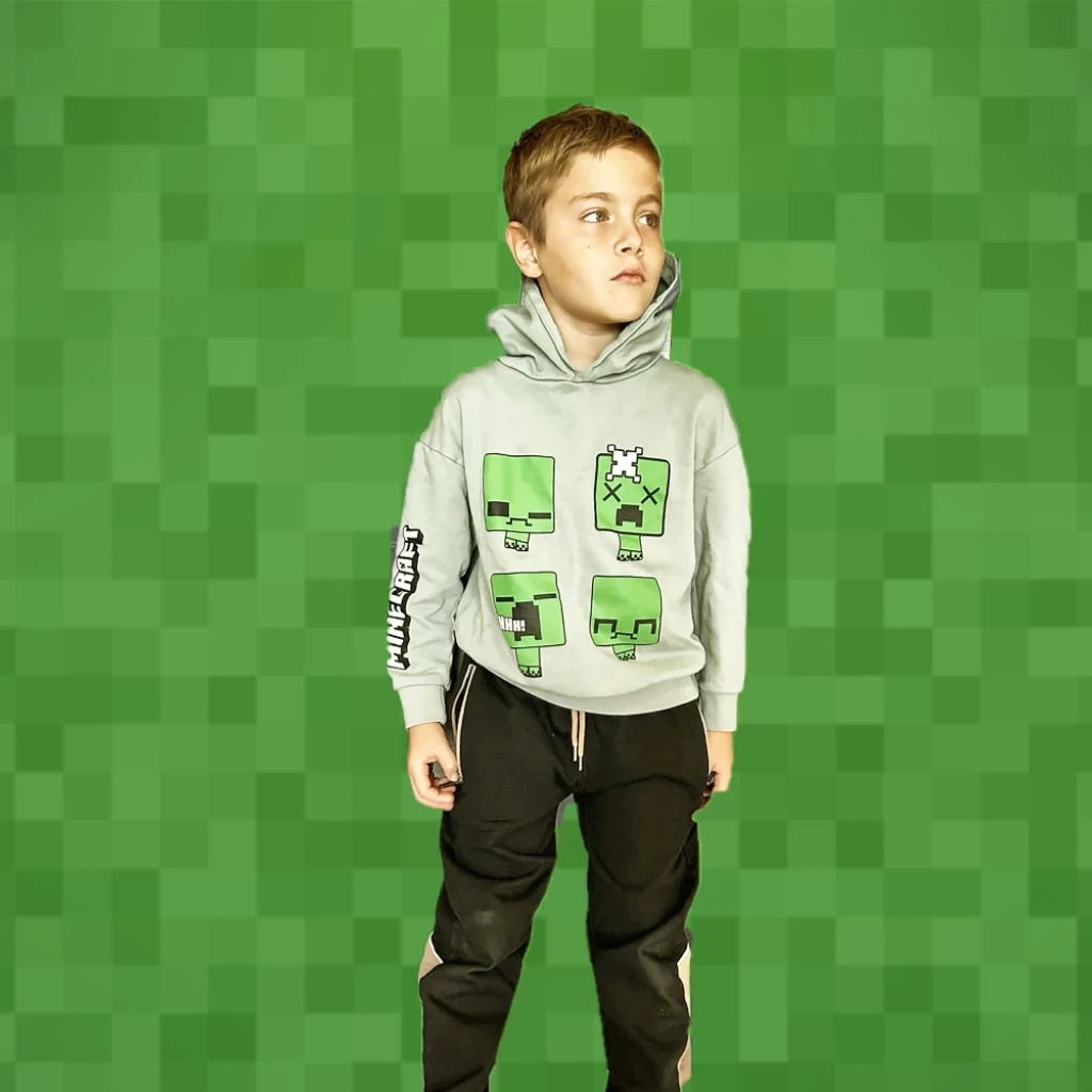 Mojang παιδικό φούτερ βαμβακερό πράσινο Minecraft ZKBAP0202_26072 - 1