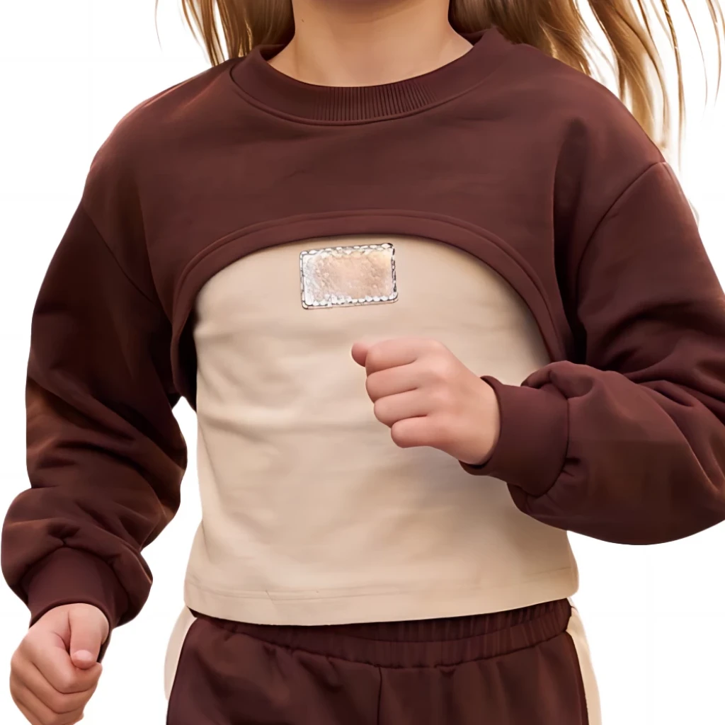 Serafino κορίτσι σετ φόρμα crop top καφέ μπεζ 7025 - 2