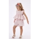 Παιδικό σετ 2τχμ για κορίτσι μπλουζάκι λευκό - σορτσάκι ροζ ριγέ Ebita 238274