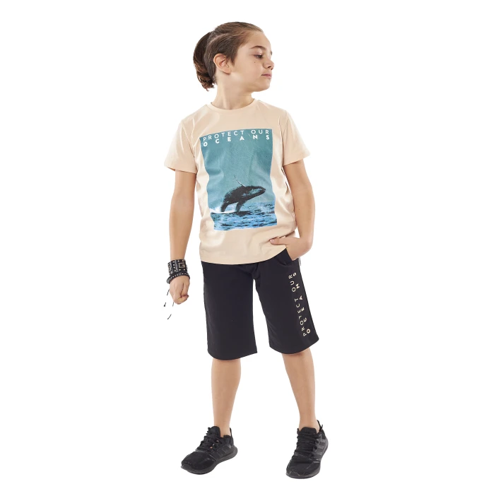 Εφηβικό σετ 2τμχ για αγόρι μπλούζα βερμούδα protect our oceans Hashtag 238719 - 2