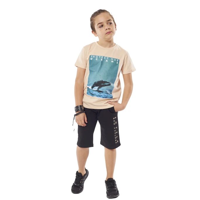 Εφηβικό σετ 2τμχ για αγόρι μπλούζα βερμούδα protect our oceans Hashtag 238719 - 3