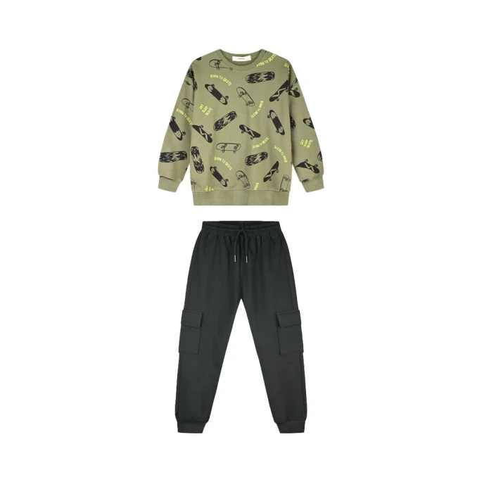 Energiers αγορίστικο σετ φόρμα skateboard cargo χακί μαύρο 13-126053-0