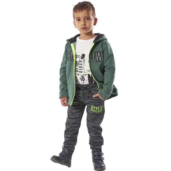 Παιδικό σετ 3τμχ για αγόρι ζακέτα μπλούζα παντελόνι snow Hashtag 227865 - 2
