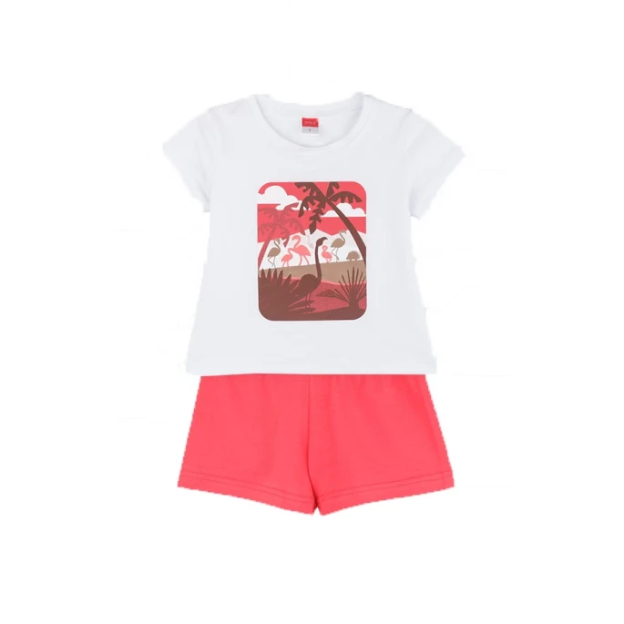Παιδικό σετ 2τμχ για κορίτσι μπλούζα σορτσάκι φλαμίνγκο Joyce 2411136