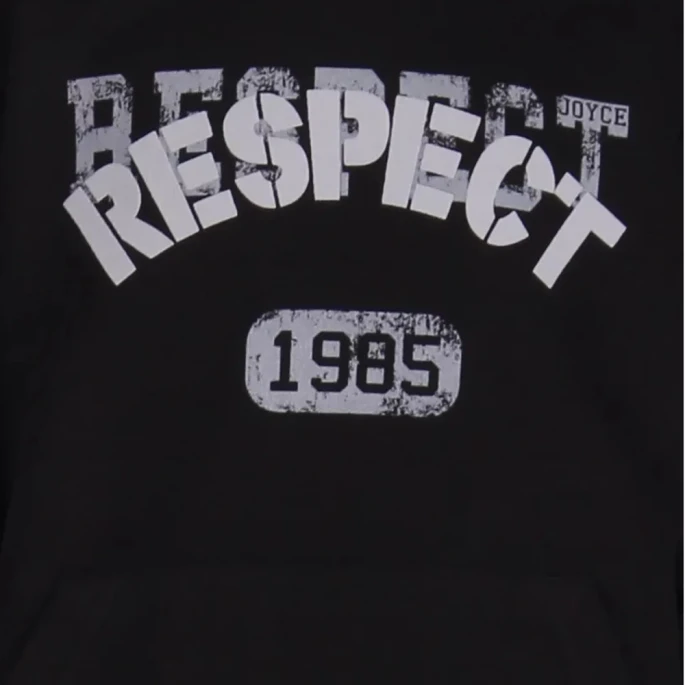 Joyce αγόρι σετ φόρμα κουκούλα στάμπα respect μαύρο γκρι 2664140