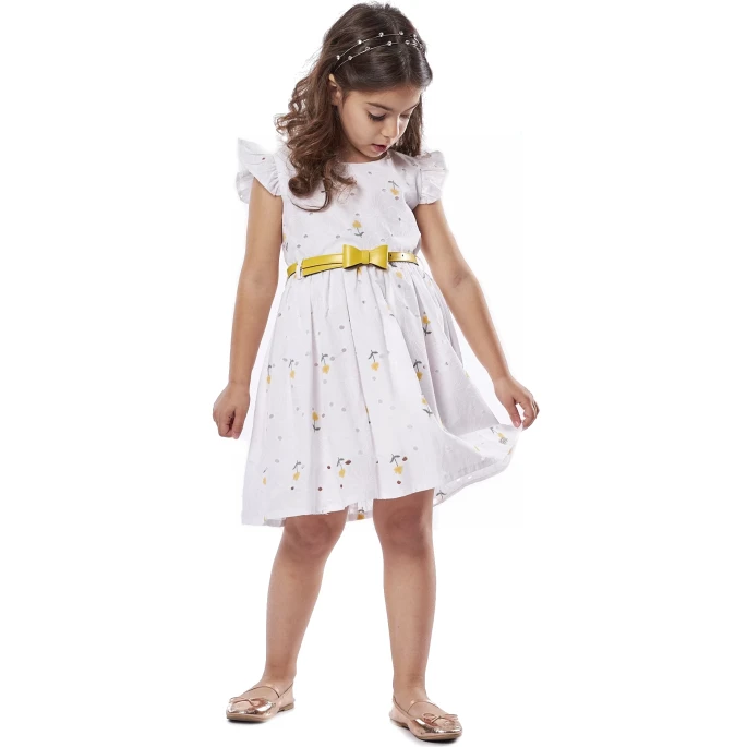 Παιδικό σετ 2τμχ για κορίτσι φόρεμα λευκό λουλούδια Ebita 238230 - 1