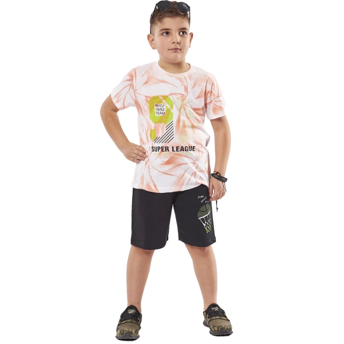 Παιδικό σετ 2τμχ για αγόρι μπλούζα βερμούδα super league Hashtag 238815