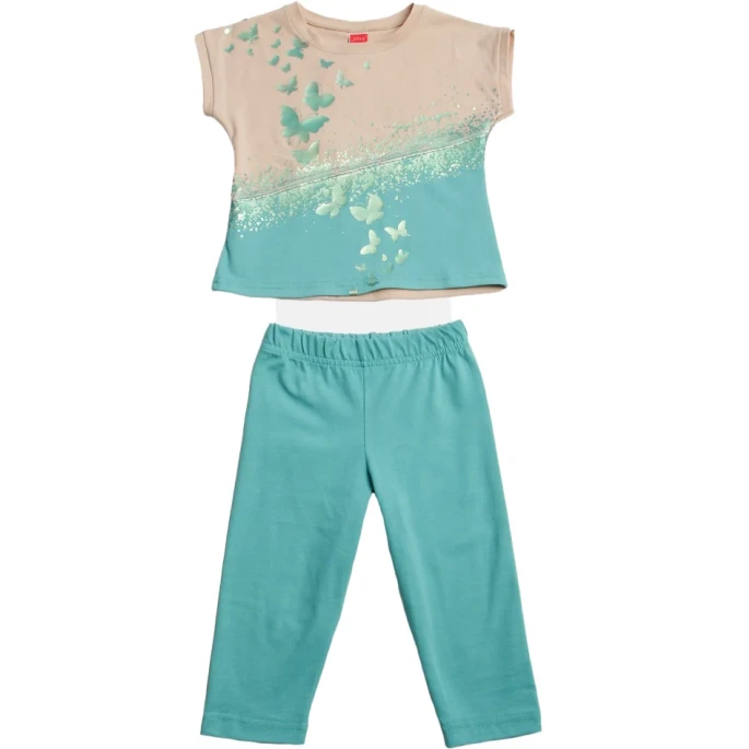 Παιδικό σετ 2τμχ για κορίτσι μπλουζάκι κολάν πεταλούδες Joyce 2311118 - 1