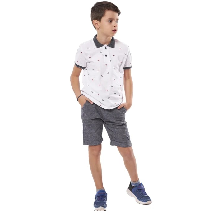 Παιδικό σετ 3τμχ για αγόρι μπλούζα βερμούδα τιράντες Hashtag 238803 - 2